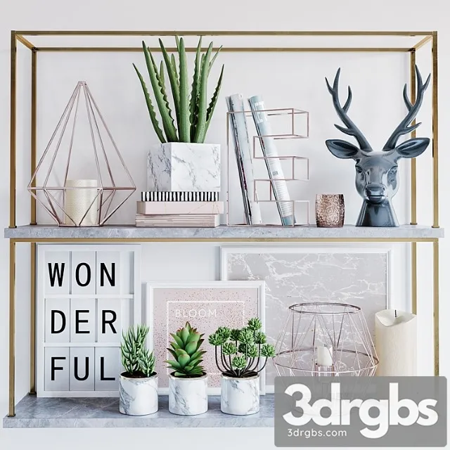 Decorative set Shelf with decor 3D Model Download Decorative set Shelf with decor 3D Model Download