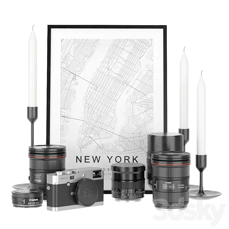 Decorative set shelves 02 3D Model