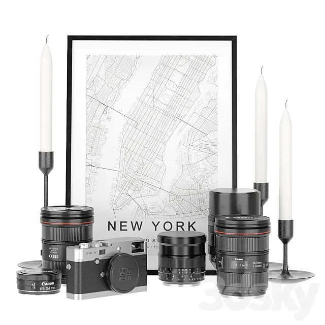 Decorative set shelves 02 3DModel