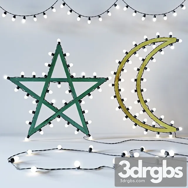 Decorative set Star moon lights 3D Model Download Decorative set Star moon lights 3D Model Download