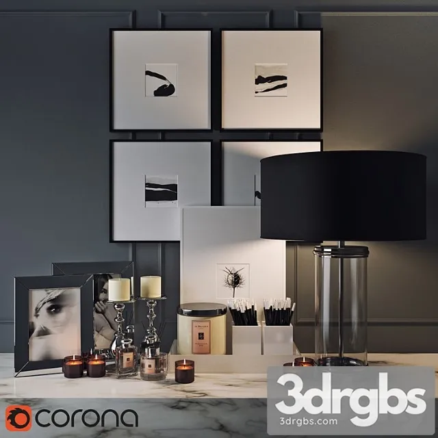 Decorative set Tablelamp Accessories 3D Model Download Decorative set Tablelamp Accessories 3D Model Download