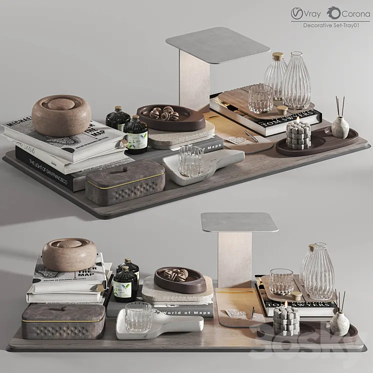 Decorative set-Tray01 3D Model Free Download