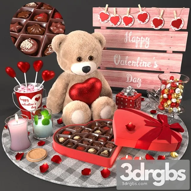 Decorative set Valentine set 3D Model Download Decorative set Valentine set 3D Model Download