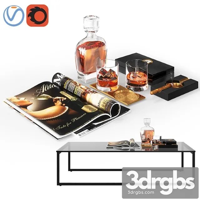 Decorative set Whiskey decor 3D Model Download Decorative set Whiskey decor 3D Model Download