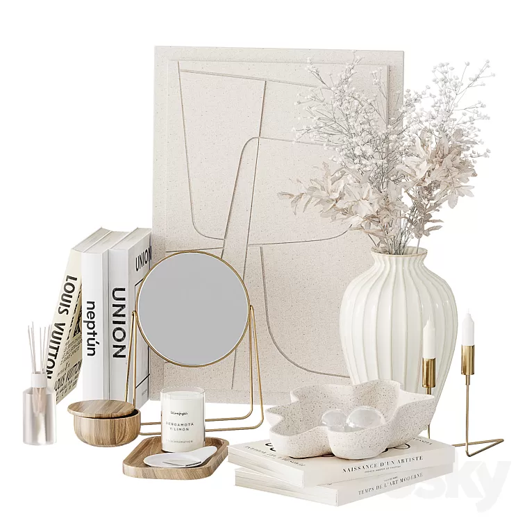 Decorative set with a bouquet of dried flowers 3D Model Decorative set with a bouquet of dried flowers 3D Model