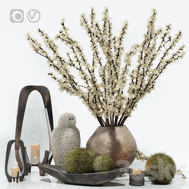 Decorative set with a ceramic beast 3D Model