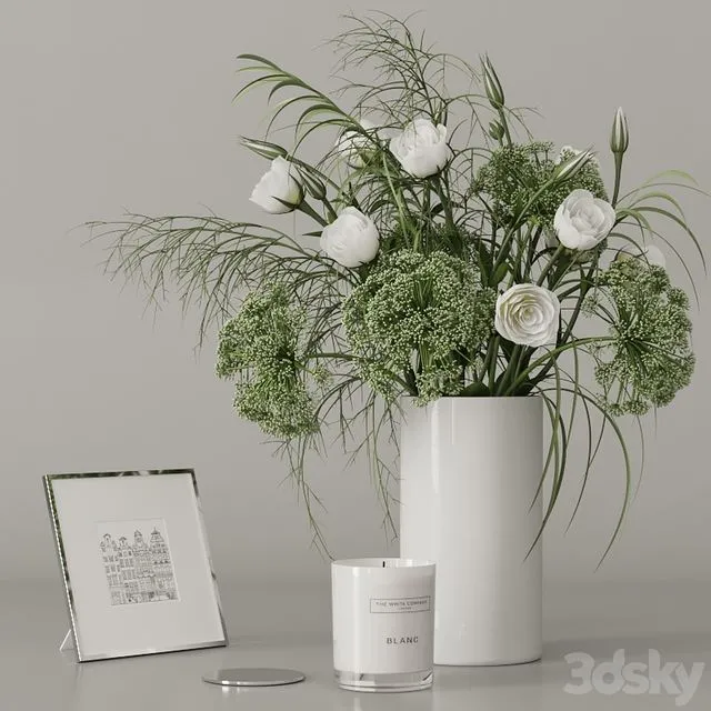 Decorative set with a green bouquet 3D Model Decorative set with a green bouquet 3D Model