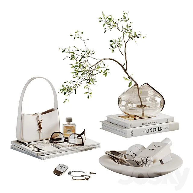 Decorative set with a small beige bag 3D Model Decorative set with a small beige bag 3D Model