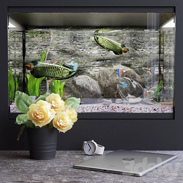 Decorative set with aquarium 3D Model