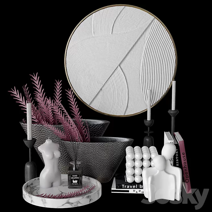 Decorative set with bas-relief 3D Model Free Download