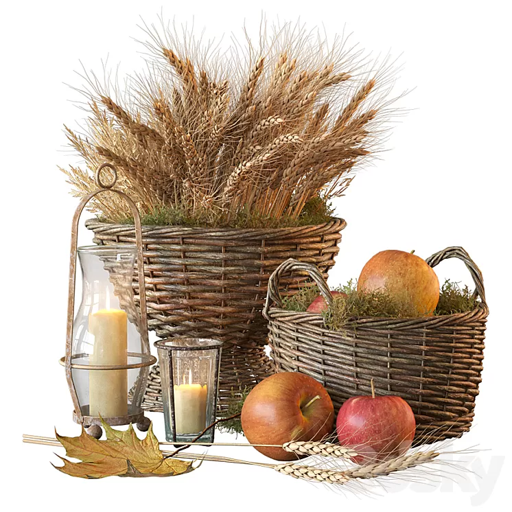 Decorative set with baskets 1 3D Model