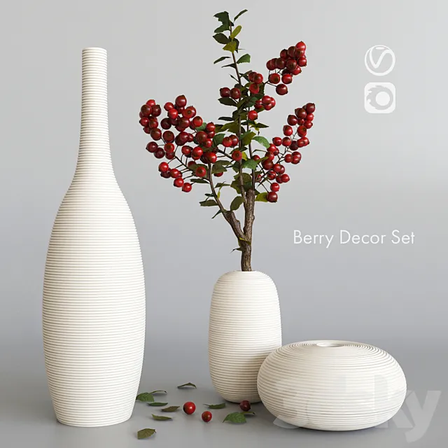 Decorative set with berries 3D Model