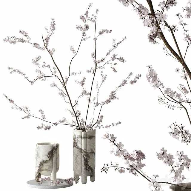Decorative set with blossoming branches 3D Model Decorative set with blossoming branches 3D Model