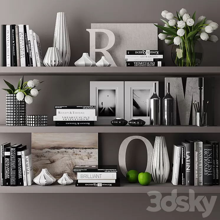 decorative set with books 03 3D Model