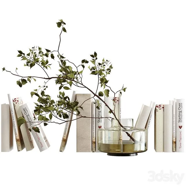 Decorative set with books 3D Model