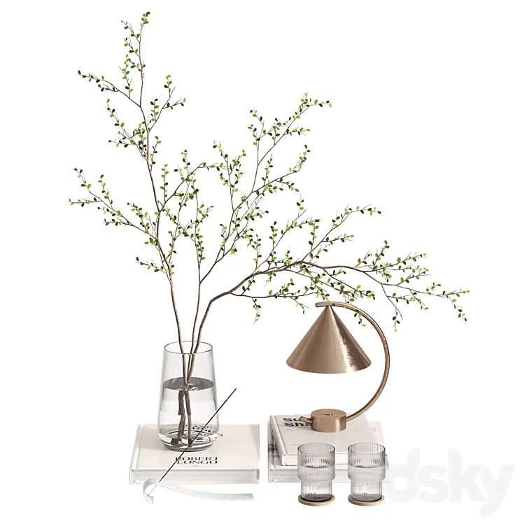 Decorative set with branches and Meridian Lamp 3D Model Free Download Decorative set with branches and Meridian Lamp 3D Model Free Download