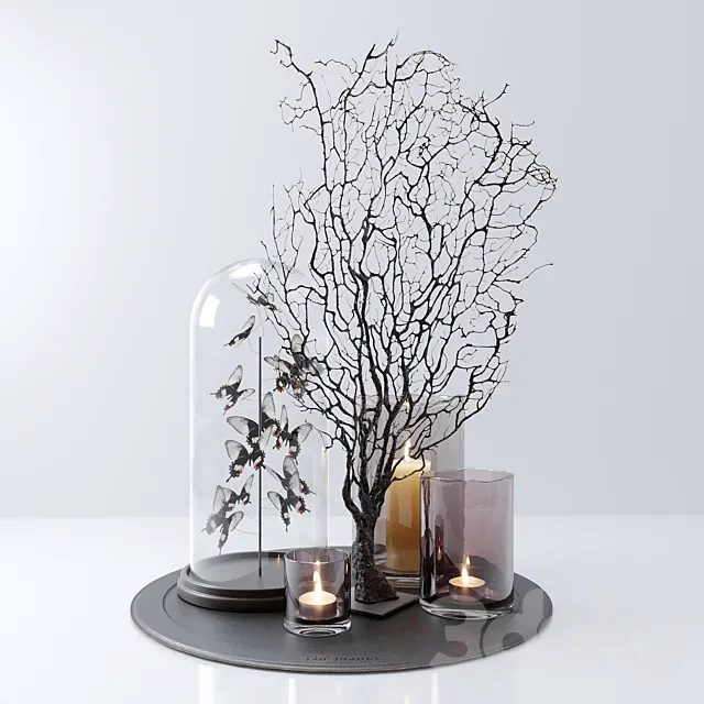 Decorative set with butterflies 3DModel