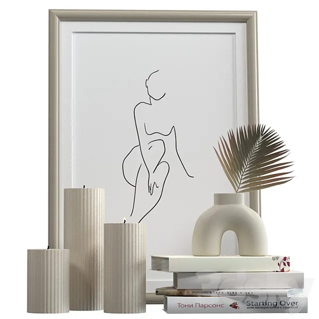 Decorative set with candles 3D Model