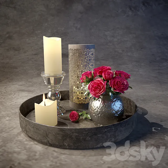 Decorative set with candles 3D Model Decorative set with candles 3D Model