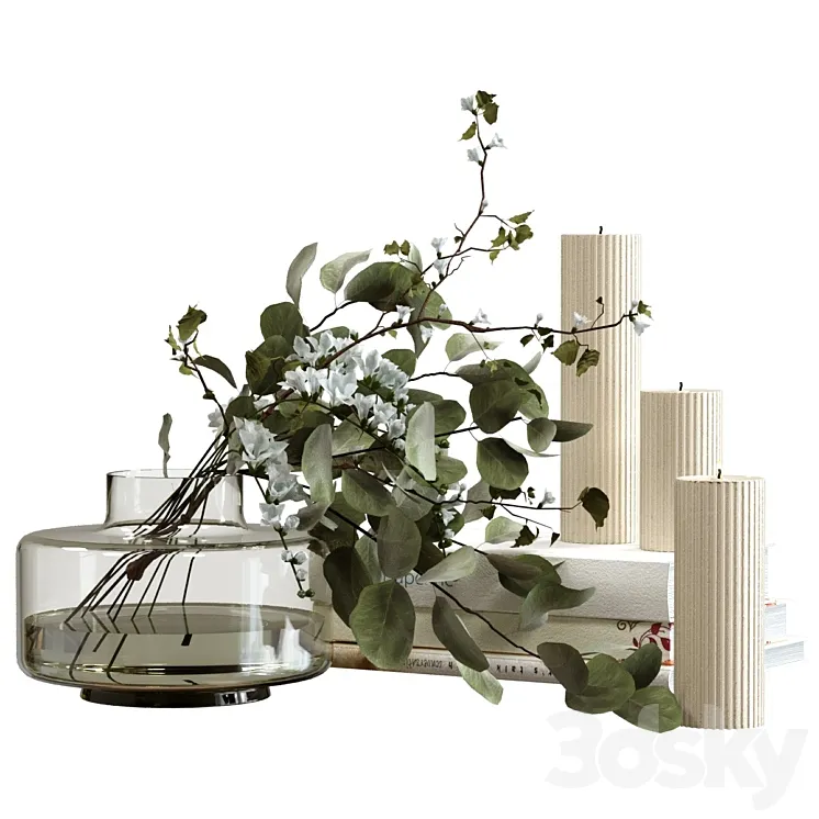 Decorative set with candles 3D Model Free Download