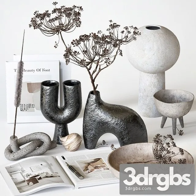 Decorative Set With Ceramic and Heracleum 09 3D Model Download Decorative Set With Ceramic and Heracleum 09 3D Model Download