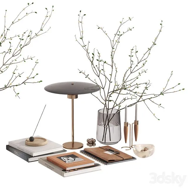 Decorative set with cherry branches 3D Model