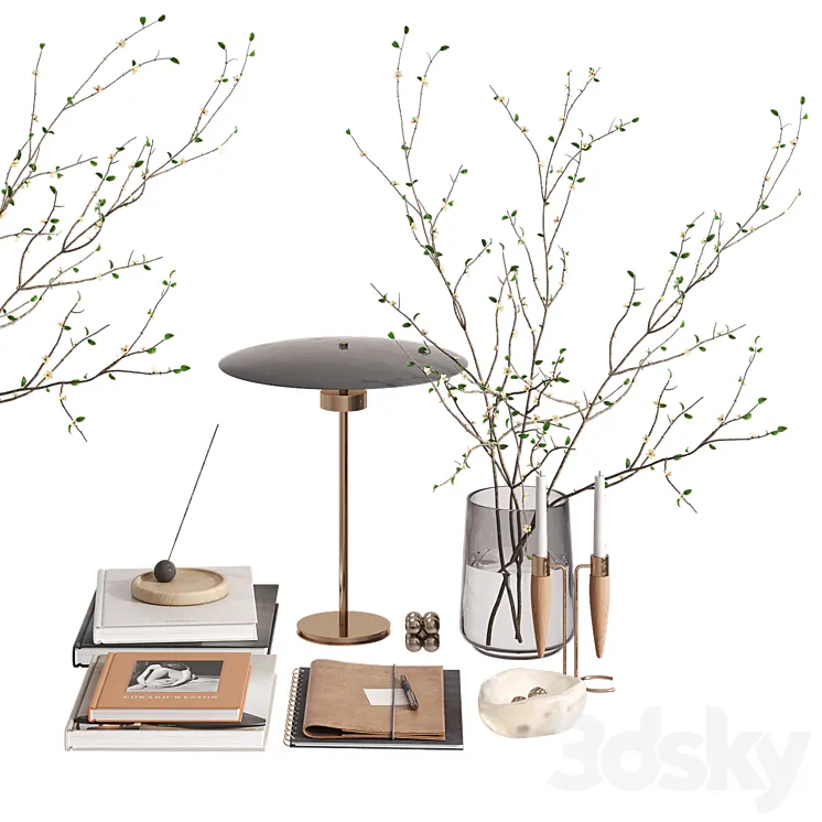 Decorative set with cherry branches 3D Model Free Download Decorative set with cherry branches 3D Model Free Download