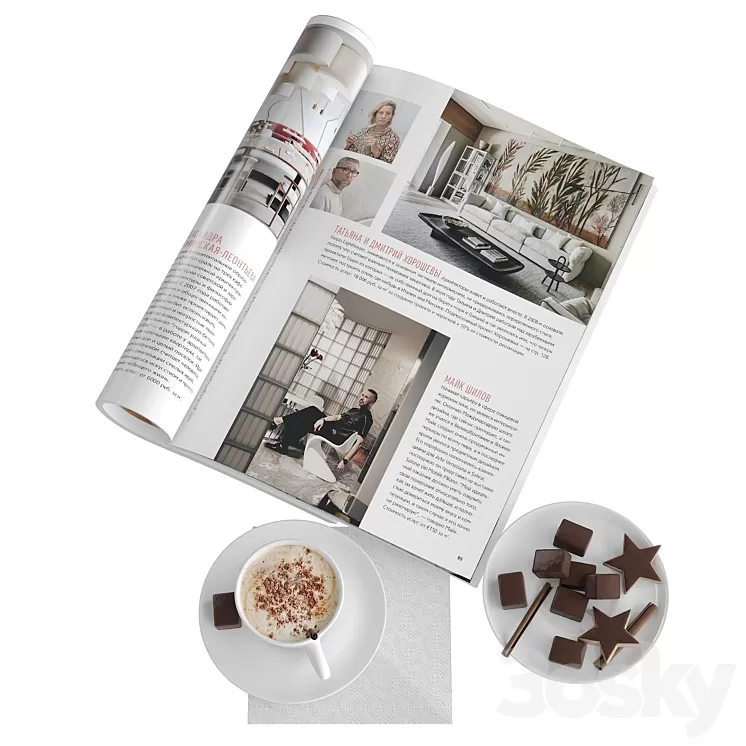 Decorative set with coffee and sweets 3D Model Free Download Decorative set with coffee and sweets 3D Model Free Download