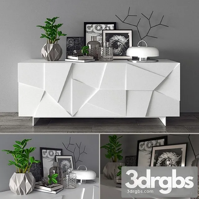 Decorative set with curbstone concrete dall& 2 3D Model Download