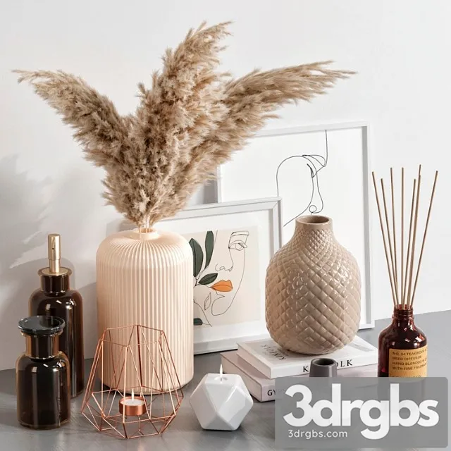 Decorative Set With Dried Flowers 02 3D Model Download Decorative Set With Dried Flowers 02 3D Model Download