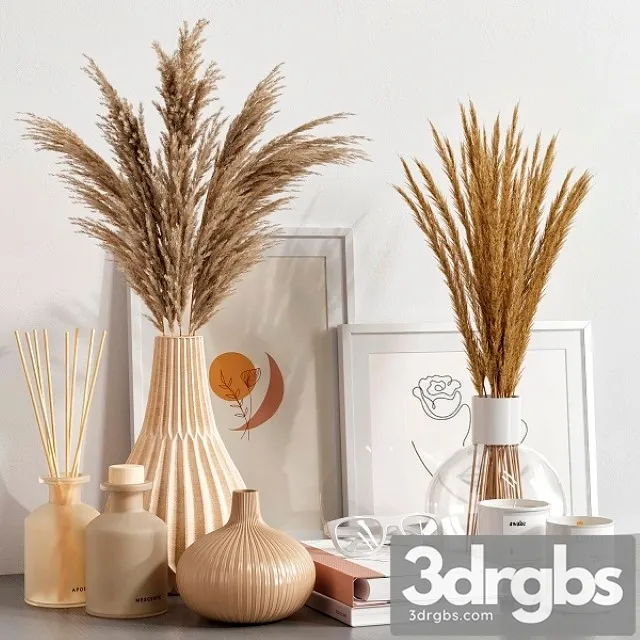 Decorative Set With Dried Flowers 03 3D Model Download Decorative Set With Dried Flowers 03 3D Model Download