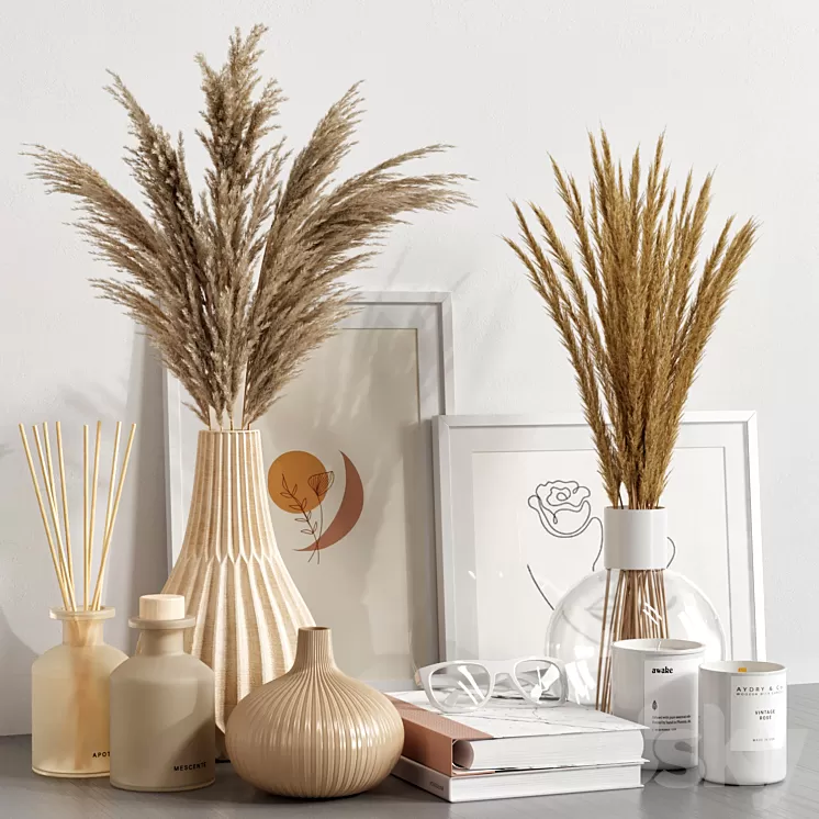 Decorative set with dried flowers 03 3D Model