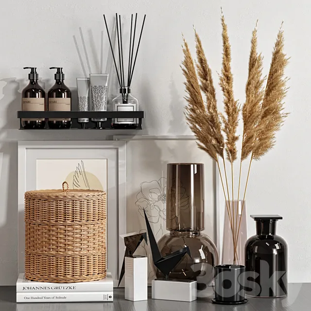 Decorative set with dried flowers 04 3DModel