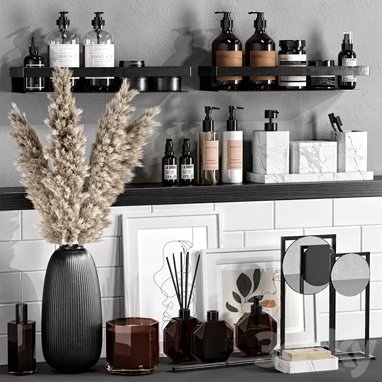 Decorative set with dried flowers 06 3D Model