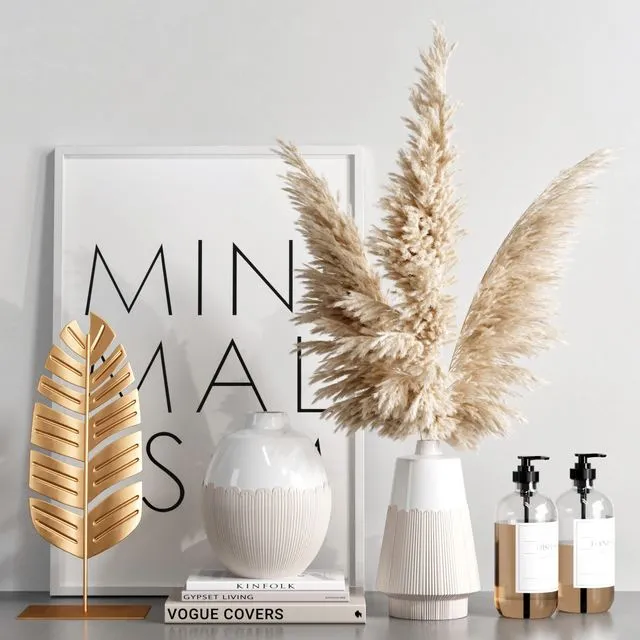 Decorative Set with Dried Flowers 3D Model