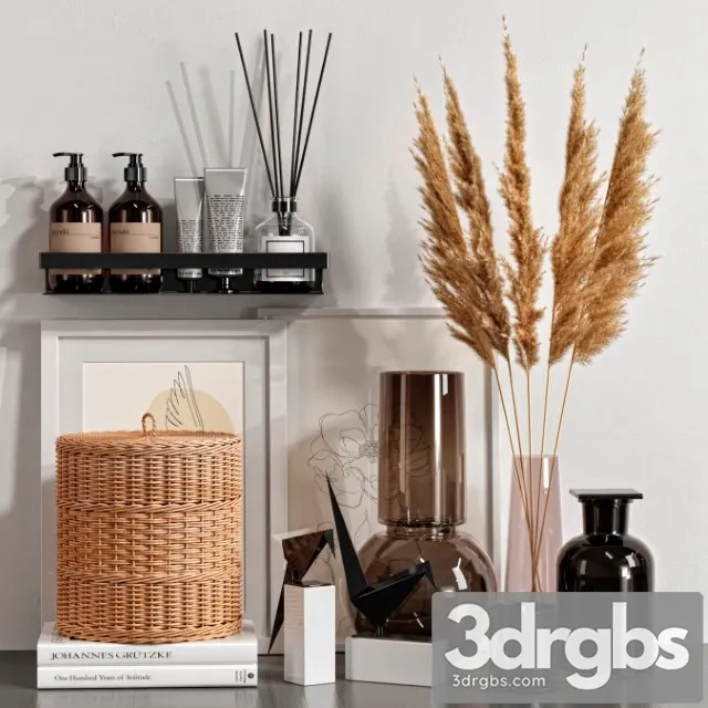 Decorative Set With Dried Flowers 3D Model Download Decorative Set With Dried Flowers 3D Model Download