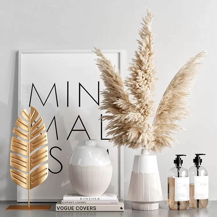 Decorative set with dried flowers 3D Model