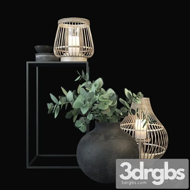 Decorative set with eucalyptus 3D Model Download Decorative set with eucalyptus 3D Model Download