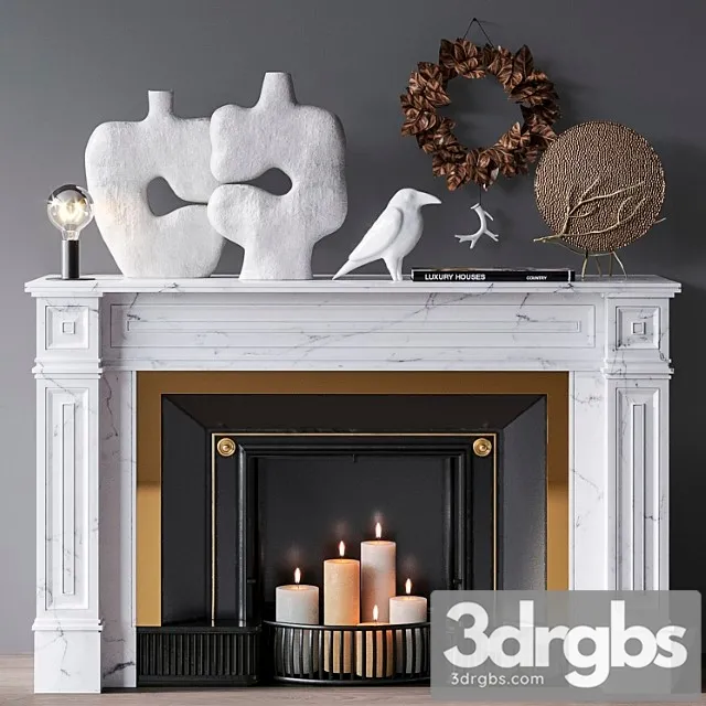 Decorative Set With Fireplace 1 3D Model Download