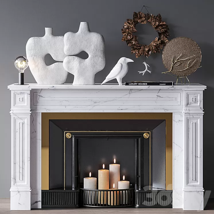 Decorative set with fireplace 3D Model Decorative set with fireplace 3D Model