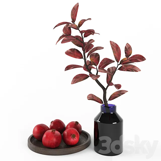 Decorative set with garnets 3D Model