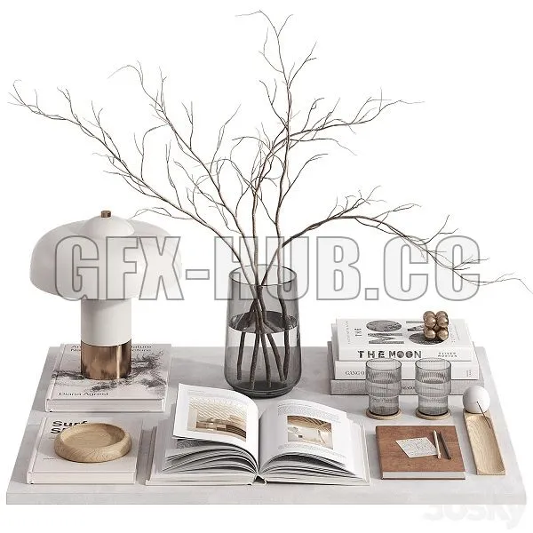 Decorative set with Giovanni Table Lamp 3D Model