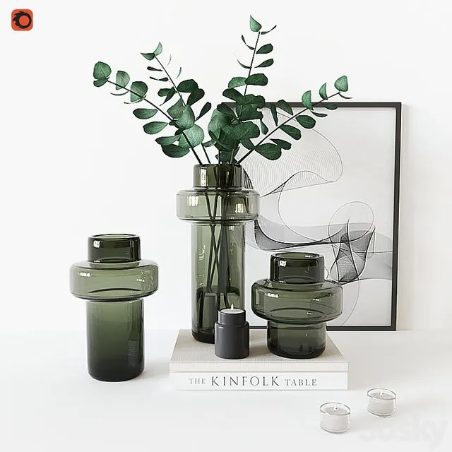 Decorative set with Glass Vase 3D Model