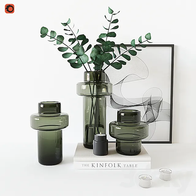 Decorative set with Glass Vase 3D Model