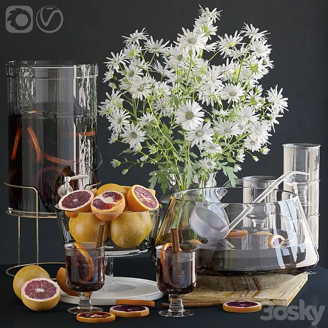 Decorative set with grapefruits 3D Model