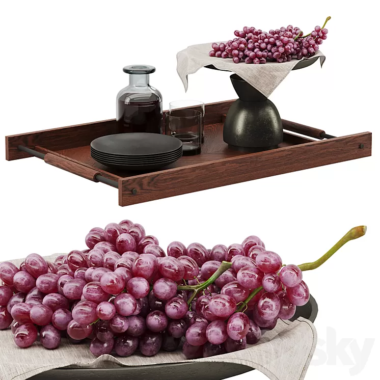 Decorative set with grapes 3D Model