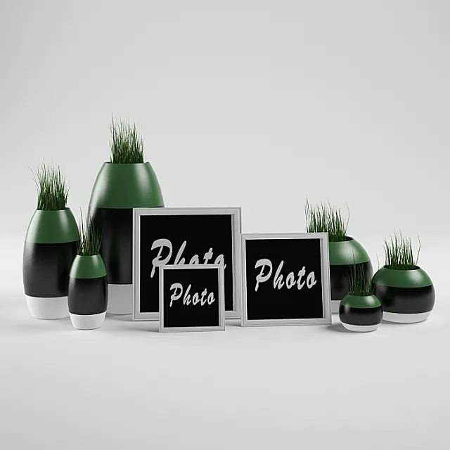 decorative set with grass 3DModel decorative set with grass 3DModel