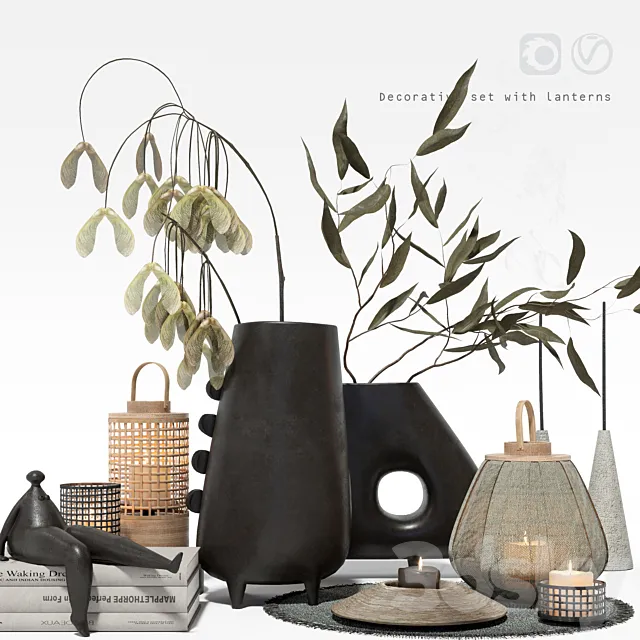 Decorative set with lanterns 3DModel