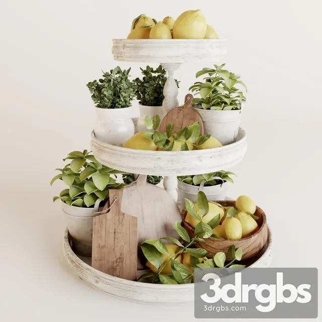 Decorative Set With Lemons 3D Model Download