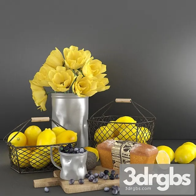 Decorative set with lemons 3D Model Download Decorative set with lemons 3D Model Download